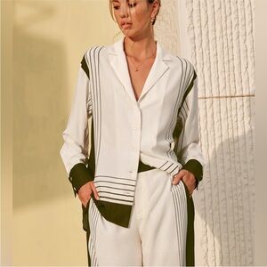 Commense Striped Print Collared Button-Down Shirt size small NWT